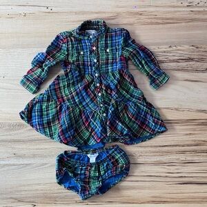 Ralph Lauren Plaid Button-Up Dress with Bloomers 12 months